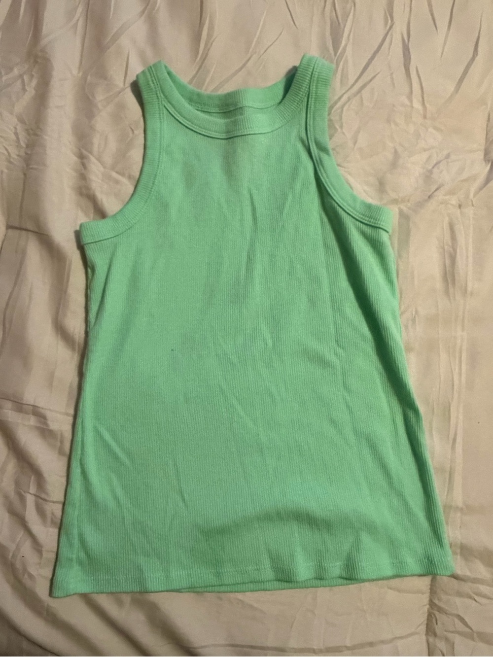 Girls Mint Green Ribbed Tank Top